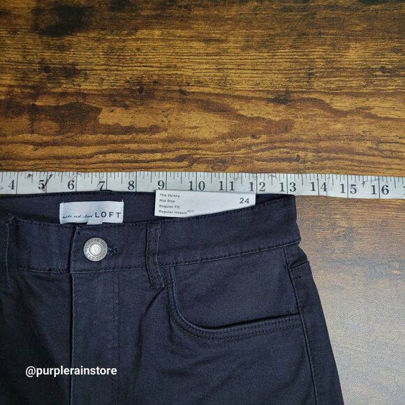 LOFT Jeans Size 24 Skinny Mid Rise Regular Fit Tummy Control Black Wash NWT - Picture 7 of 12